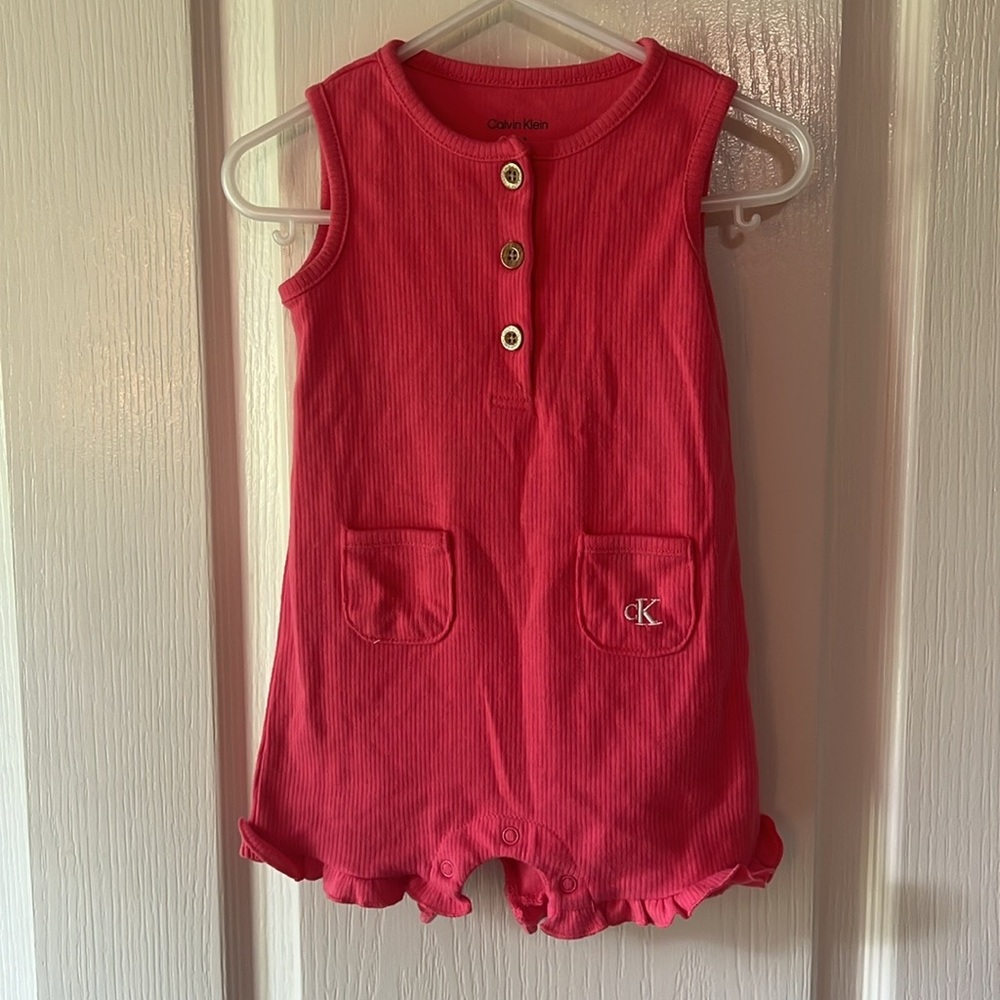 F2 Calvin Klein Pink romper with Ruffled Leg Openings